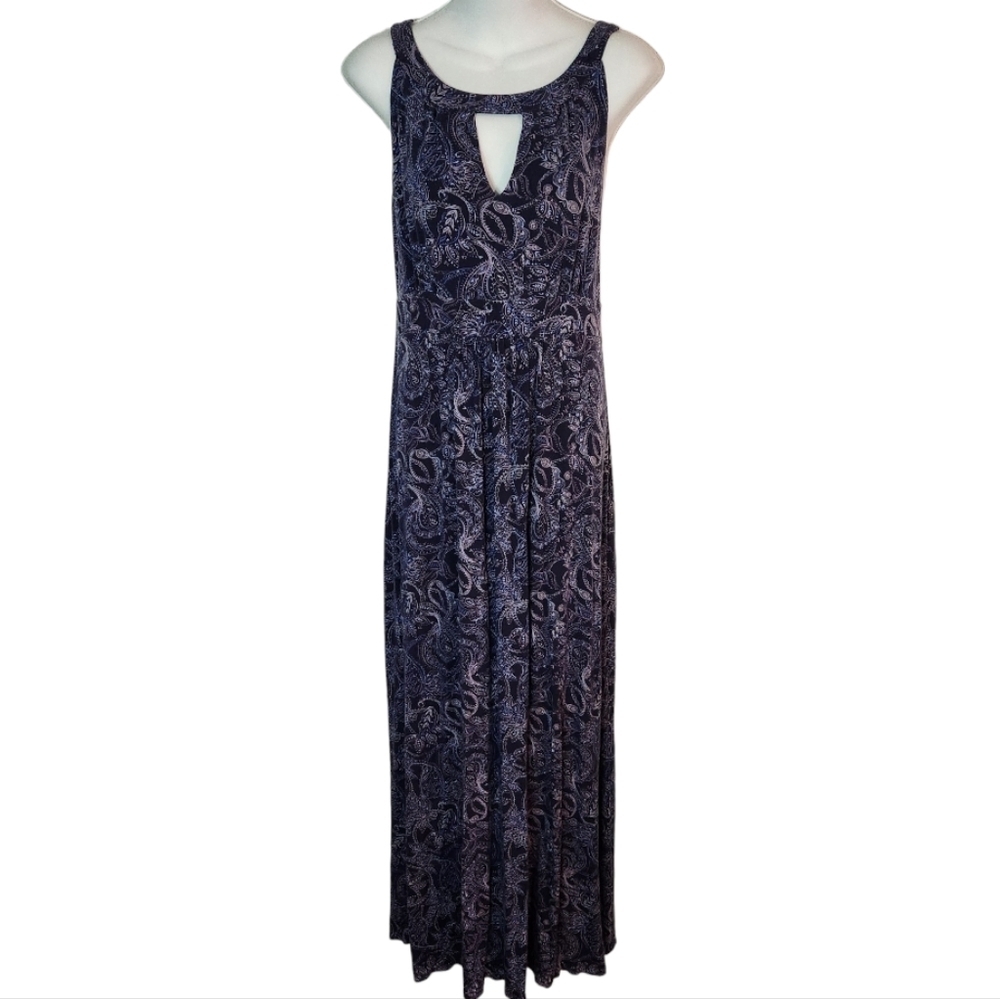 Long Tall Sally Paisley Maxi Dress, Keyhole Halter, Bold Print, Size 12